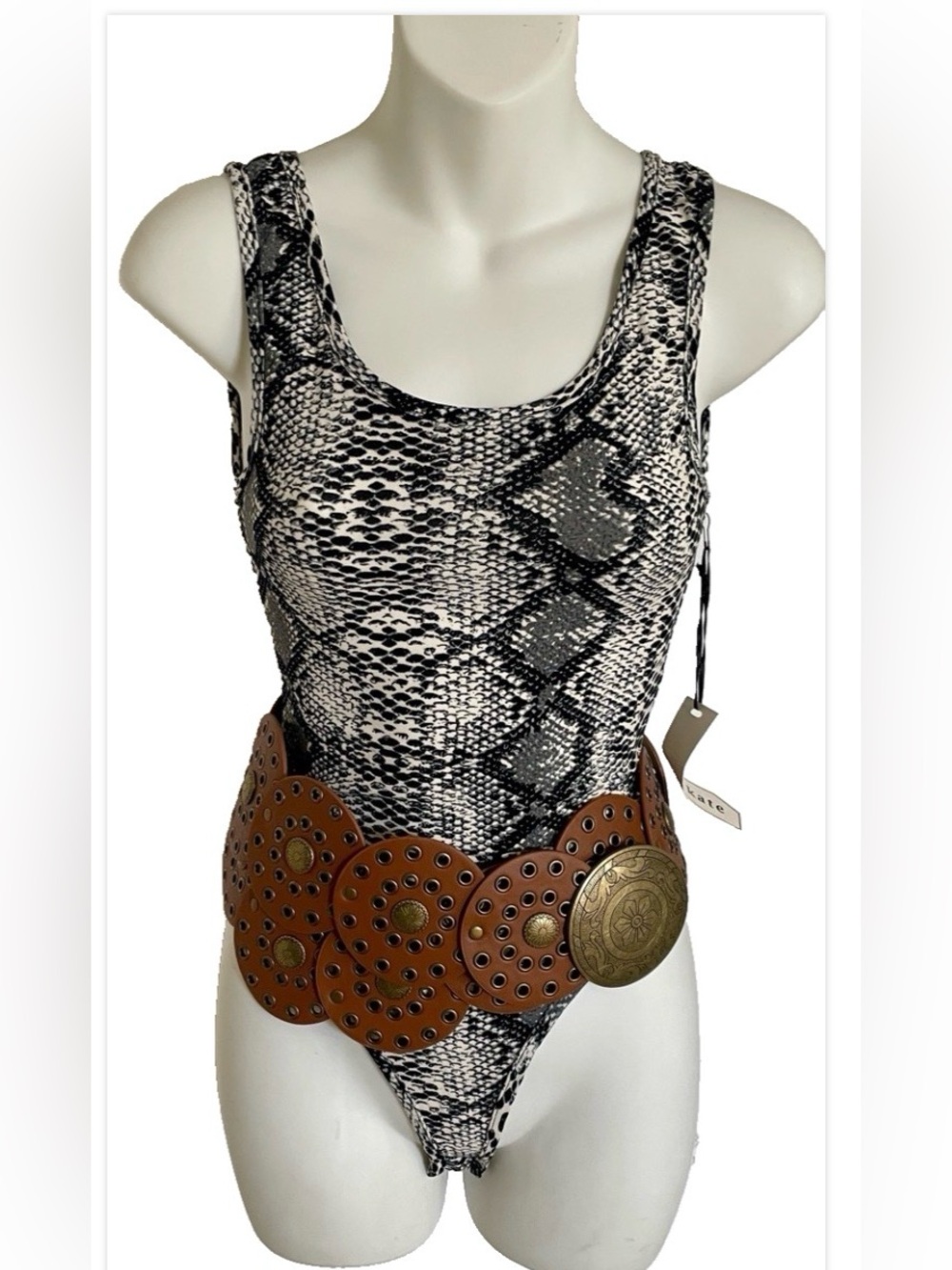 ELLIE & KATE Chic NWT Animal SNAKESKIN Print BODYSUIT Top Size Small